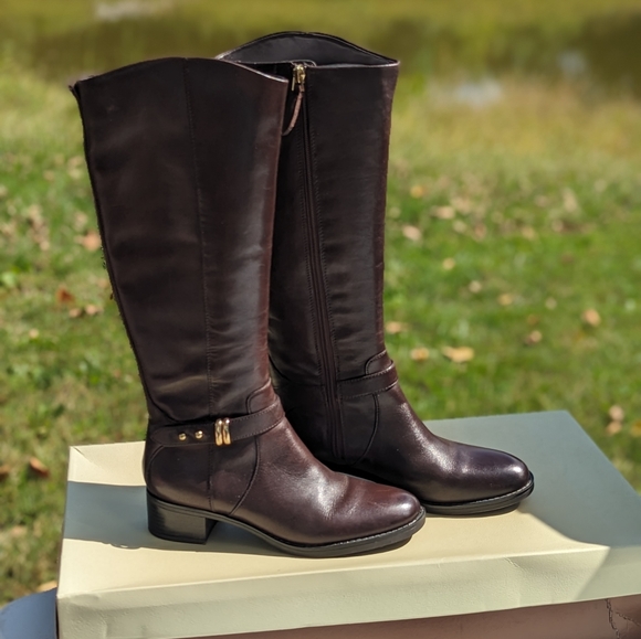 Franco Sarto Cleveland Oxford Brown Tall Zip Boots - Picture 1 of 6
